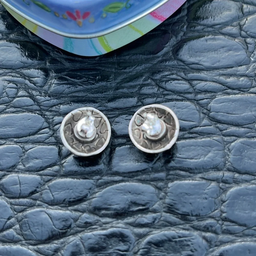 Brighton Stud Earrings Dome‎ Silvertone Post Backs Beeds